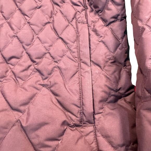 Eddie Bauer Goose Down Jacket Petite Medium Quilted Premium Maroon Barn Coat PM - Picture 10 of 10